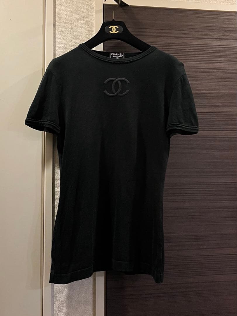 正規品　CHANEL ブラック Tシャツ CCロゴ刺繍
