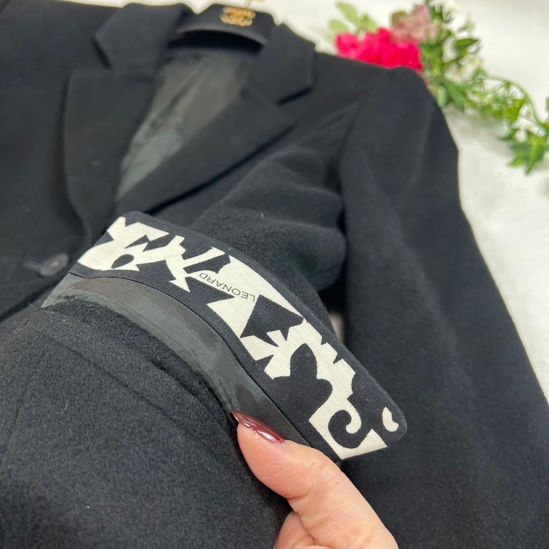 K693 M レオナール カシミヤ テーラードジャケット ブラック レディース