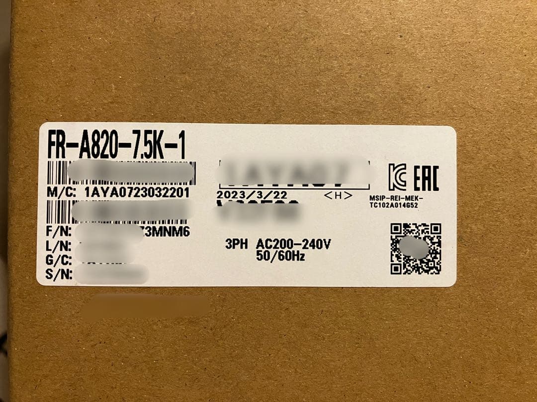 FR-A820-7.5K-1 三相インバータ-　三菱電気