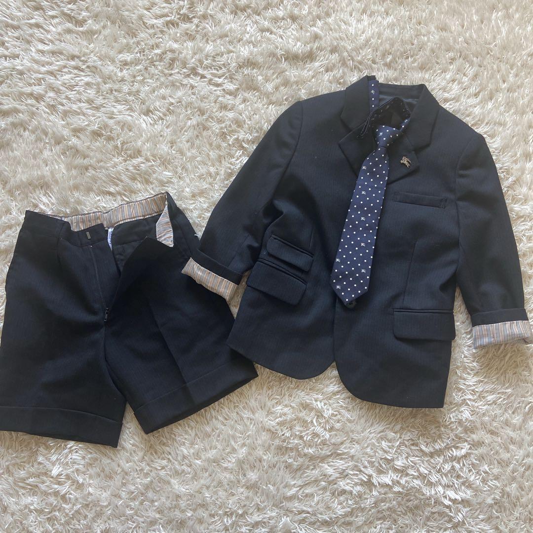 美品　バーバリーロンドン　キッズフォーマル　110 スーツ　男の子　紺　ネクタイ