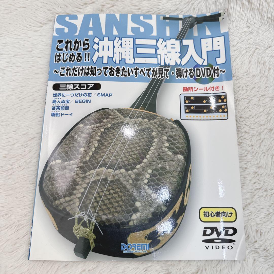 美品 沖縄三線 三線 入門セット フルセット 人工皮 譜面セット DVD CD