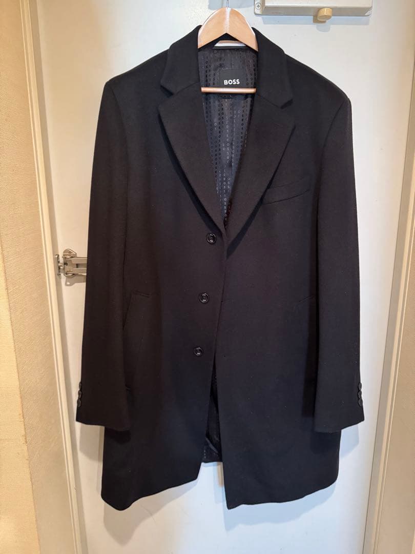 BOSS ブラック テーラード シングルコート 56