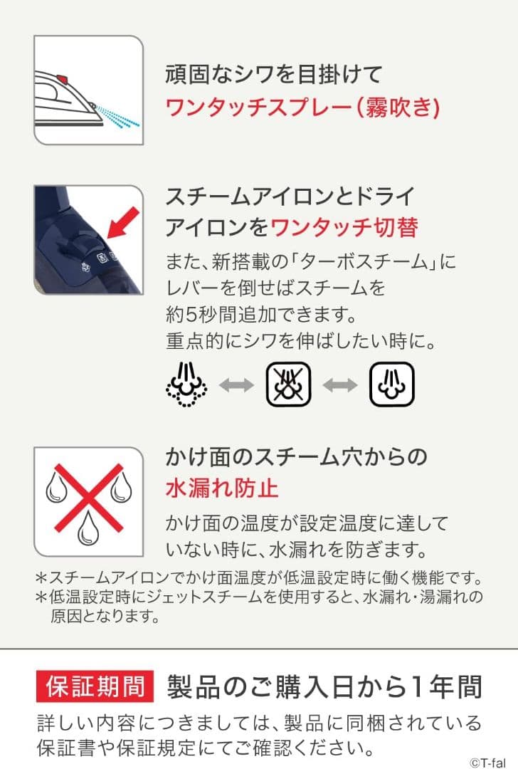 【美品】Tefal スチームアイロン ネイビー ターボプロ　6825