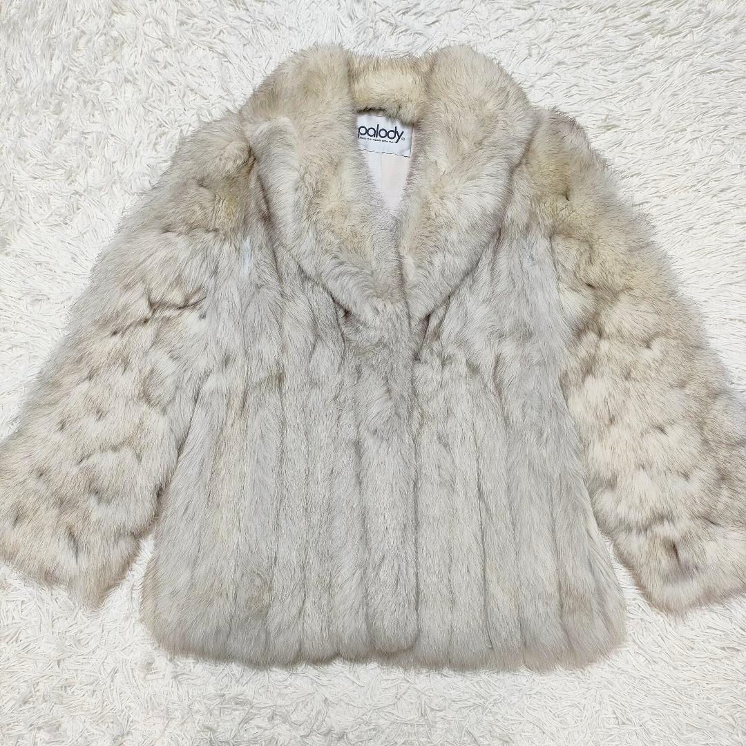 palody　毛皮コート　フォックスファー　本毛皮　ホワイト系　ボリューム