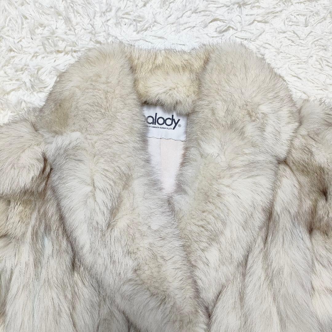 palody　毛皮コート　フォックスファー　本毛皮　ホワイト系　ボリューム