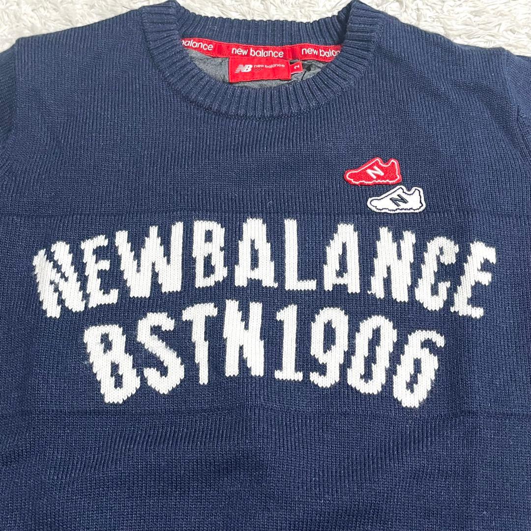 ニューバランス ゴルフウェア ニット セーター L相当 防風防寒 ビッグロゴ