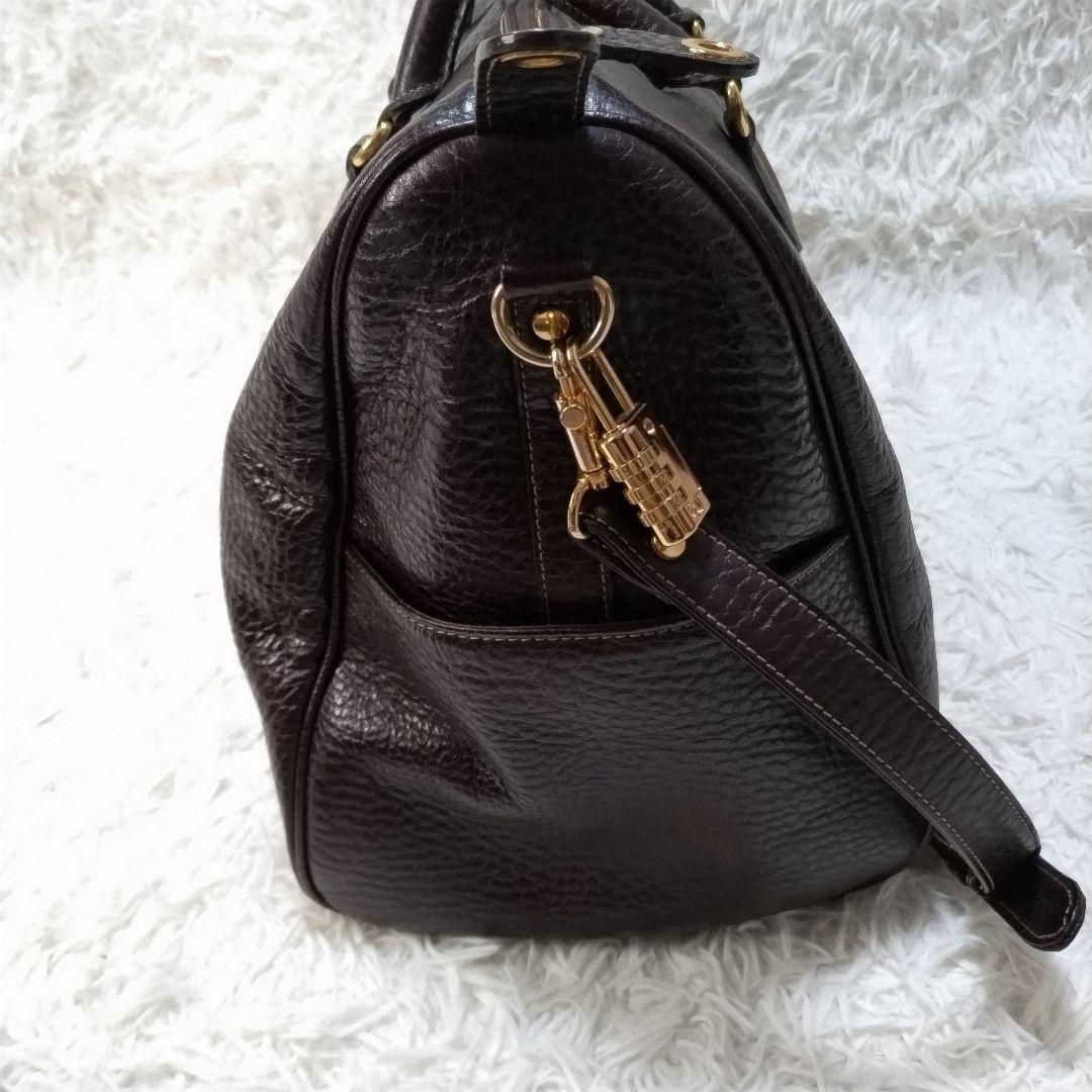 キタムラ　レザーボストンバッグ　南京錠　大容量　旅行　シボ革　ショルダーバッグ