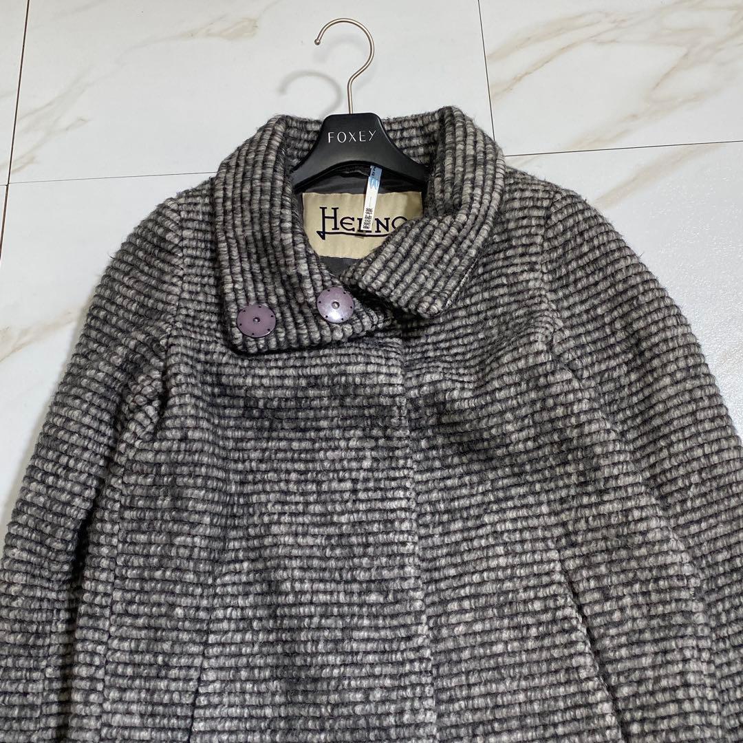 美品♡HERNO モヘヤウール シャギー 比翼ステンカラーコート 厚手生地