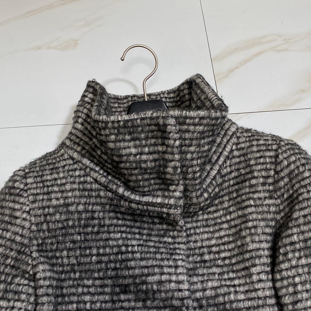 美品♡HERNO モヘヤウール シャギー 比翼ステンカラーコート 厚手生地