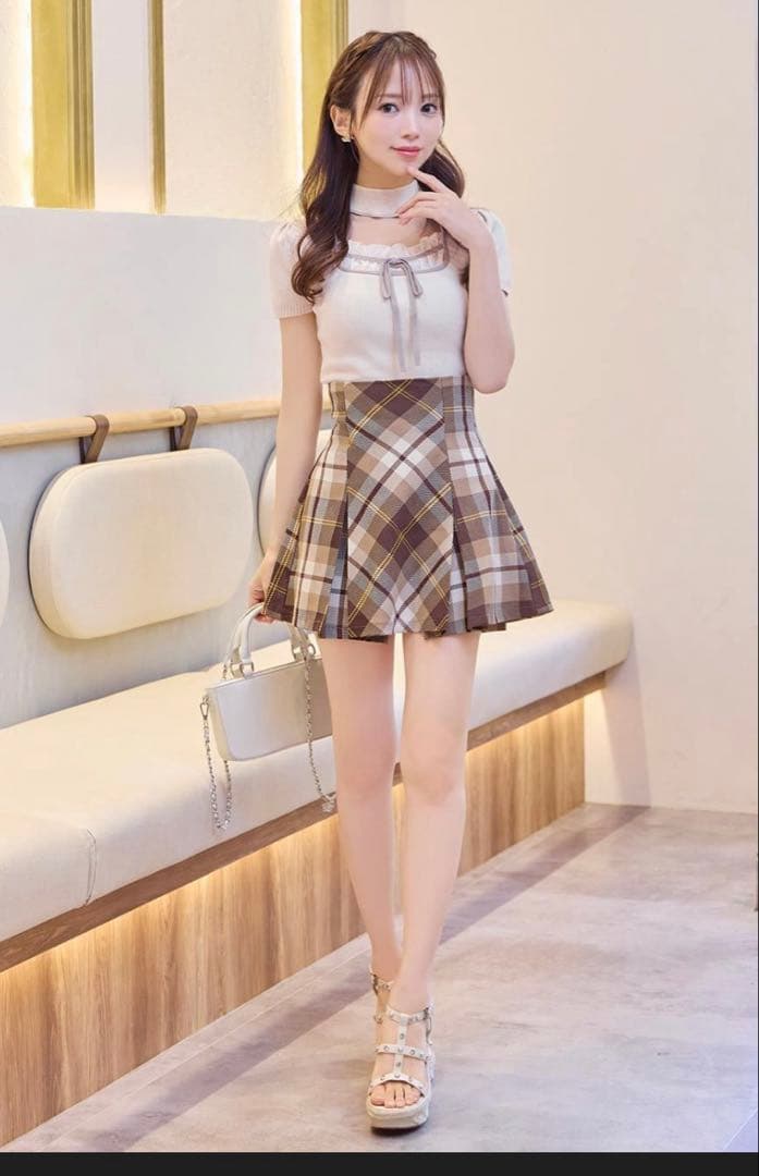 ミシェルマカロン フレアチェックスカート