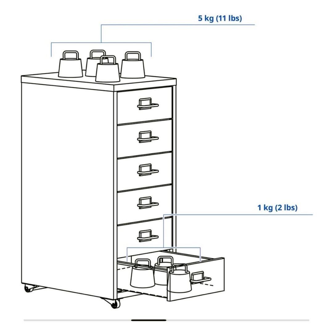 【新品・未使用】イケア ヘルメル 引き出しユニット キャスター付き ホワイト