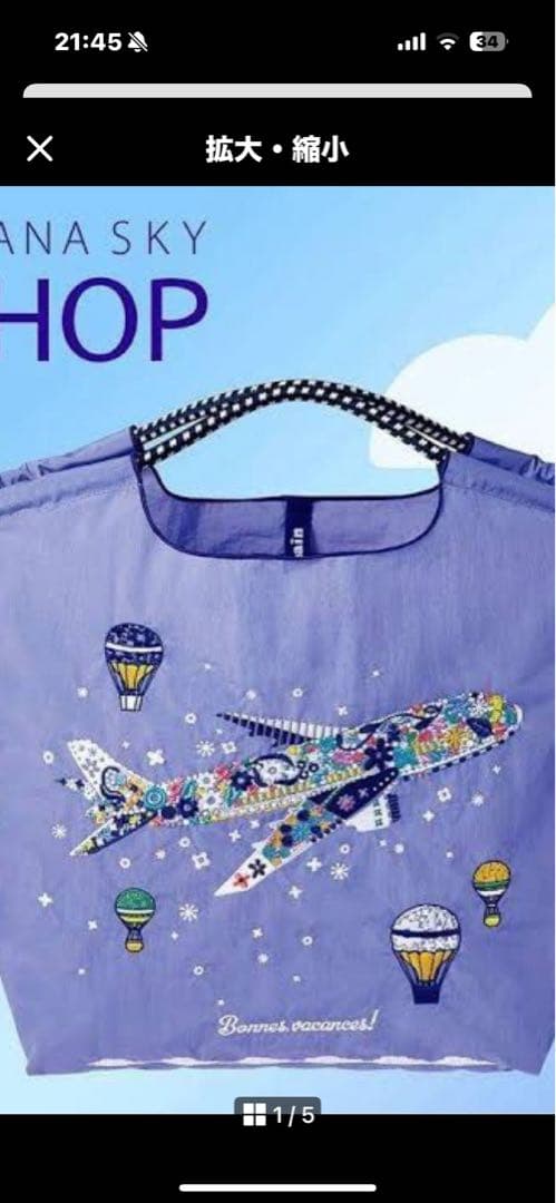 国際線限定 機内販売 ANA ボールアンドチェーン　コラボエコバッグ　未使用