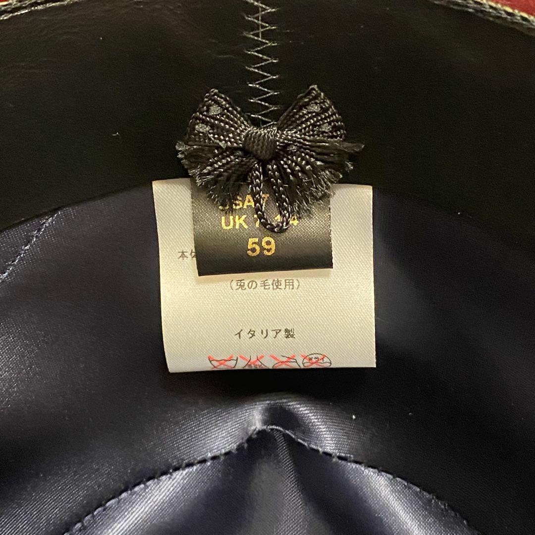 [未使用]Borsalinoボルサリーノラビット中折れハット59ワインレッド箱付