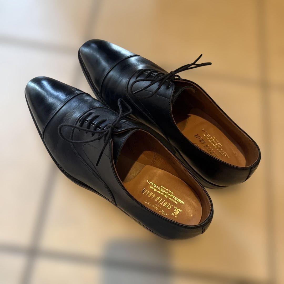 スコッチグレイン　1716 ブラックレザー ストレートチップ