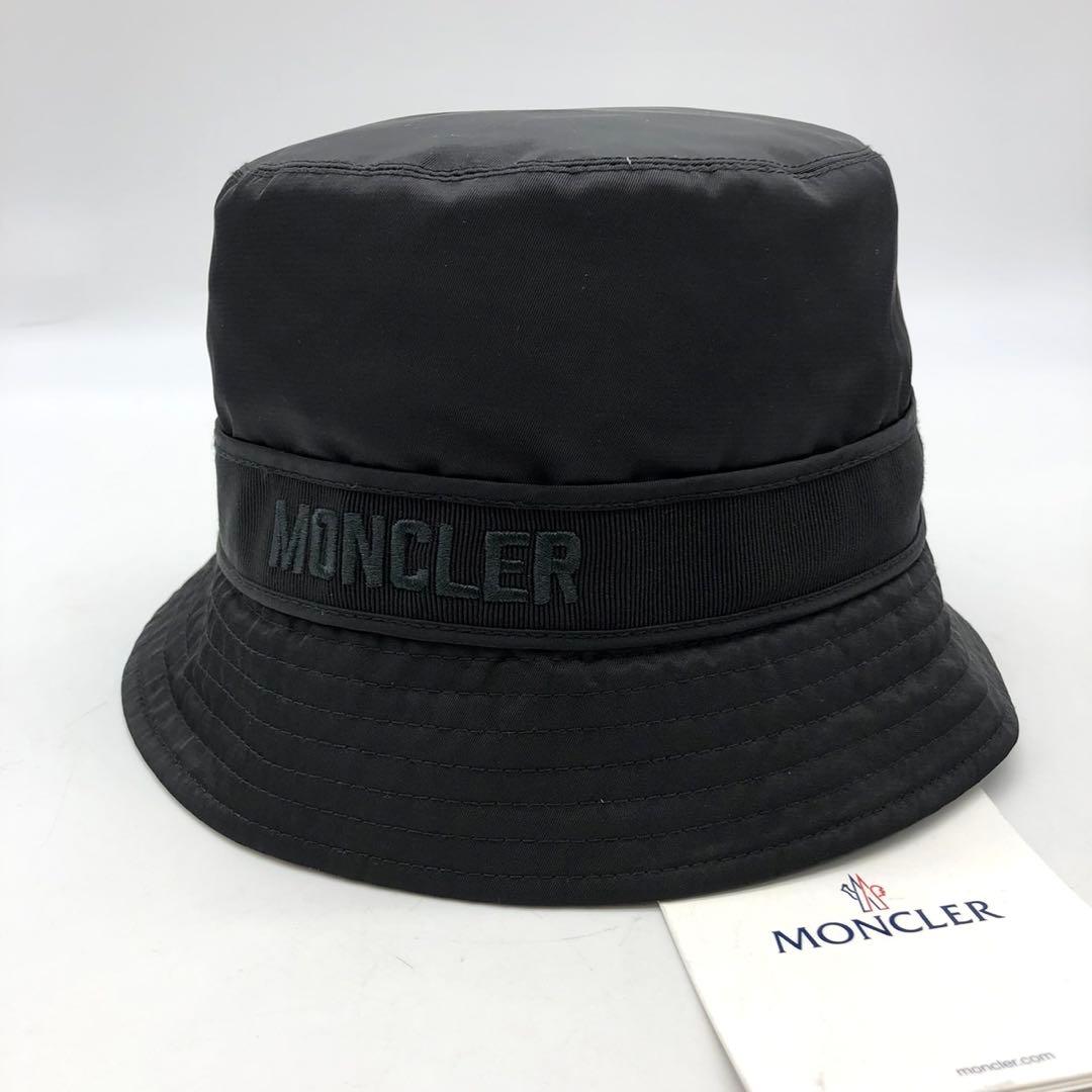 【近年モデル 新品】 MONCLER バケットハット ナイロン ブラック ロゴ