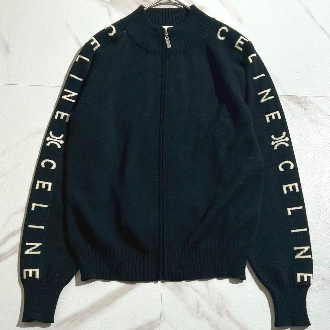 美品✨CELINE セリーヌトリオンフ ロゴ　ジップアップニット ジャケット
