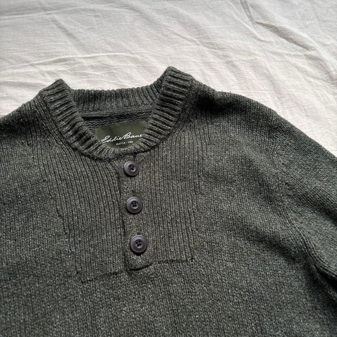 【00s】Eddie Bauer ヘンリーネック ニット メランジ