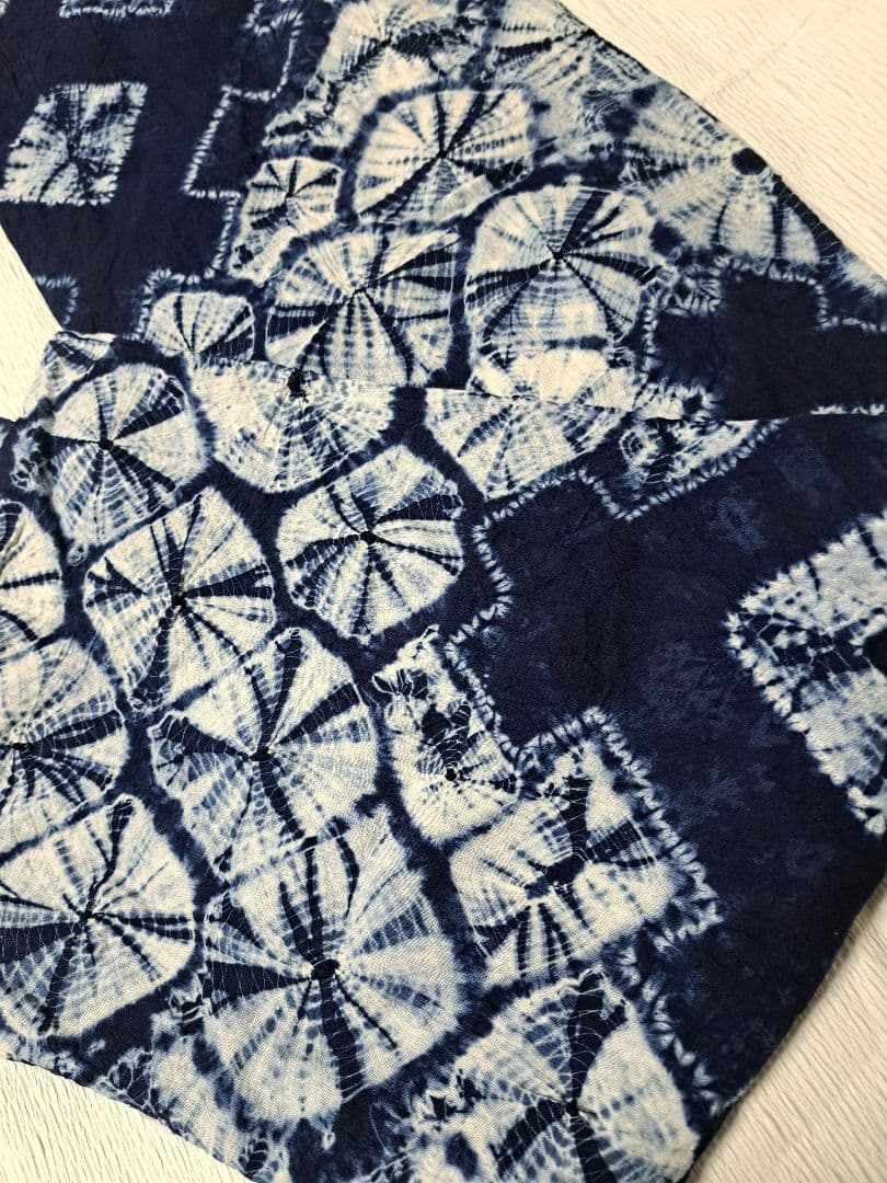 絞り浴衣 手蜘蛛絞り セミアンティーク 古布