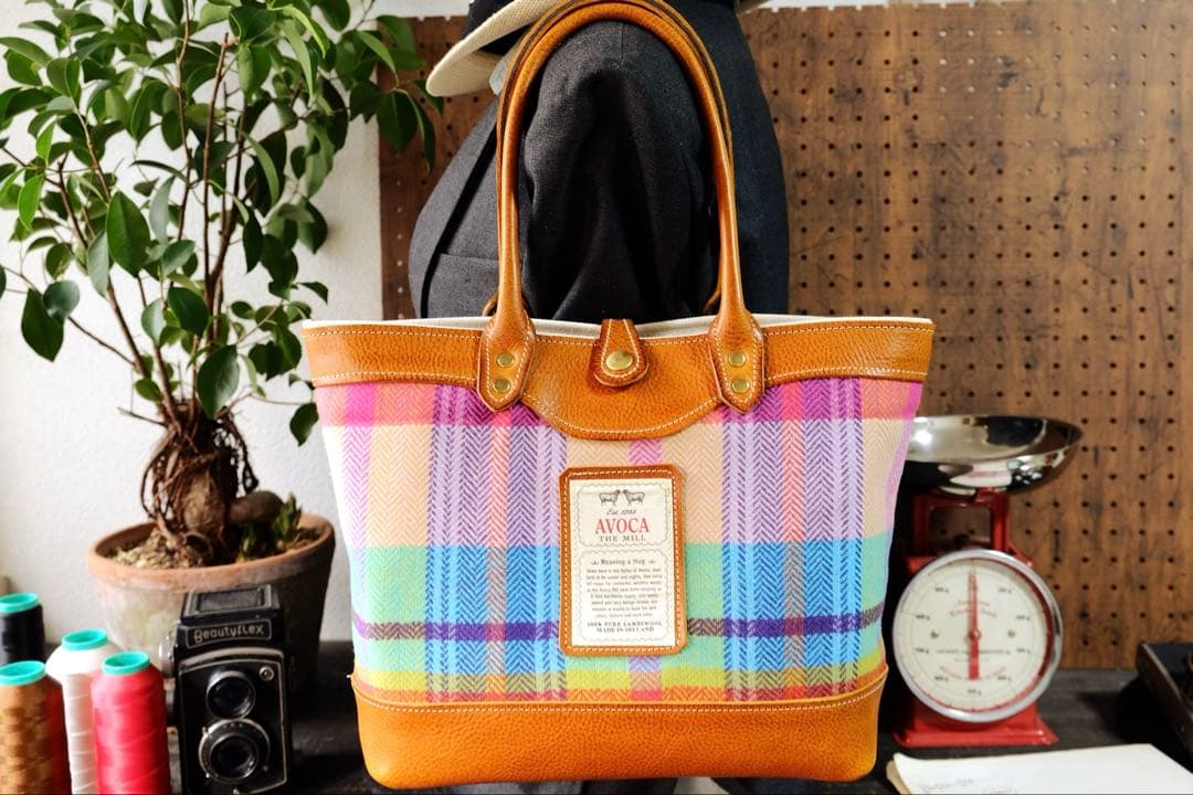 ◆AVOCAツィードと最高級トスカーナヌメ牛革トートバッグ 日本製鞄