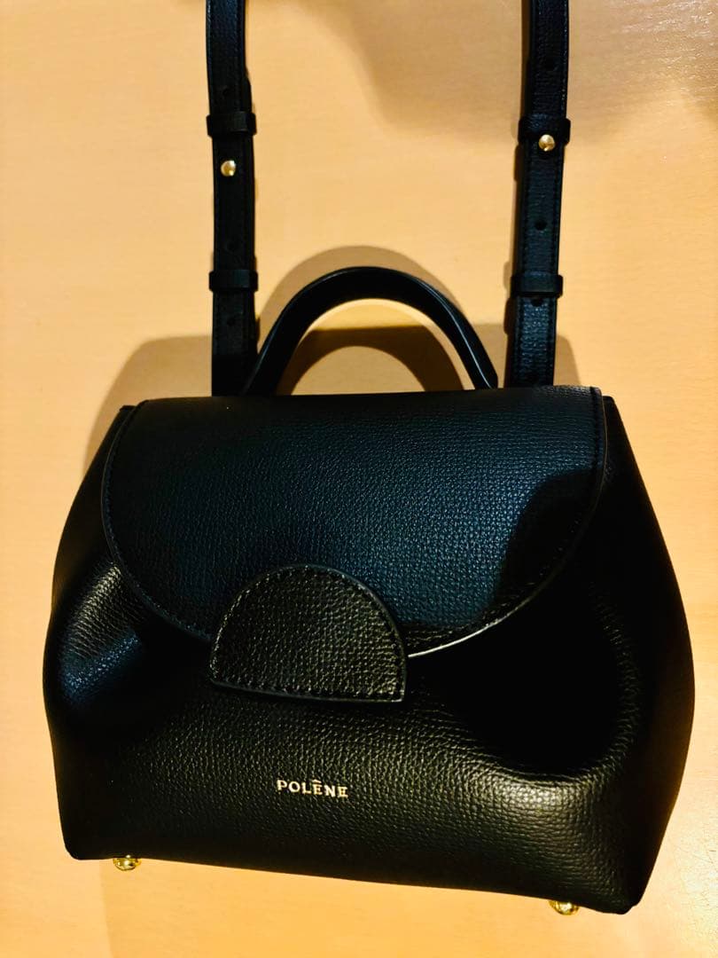 最終お値下げ！POLENE 黒 レザー ミニバッグお値下げ