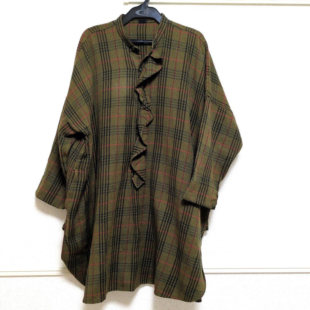 45R オリーブグリーン チェック柄 チュニック