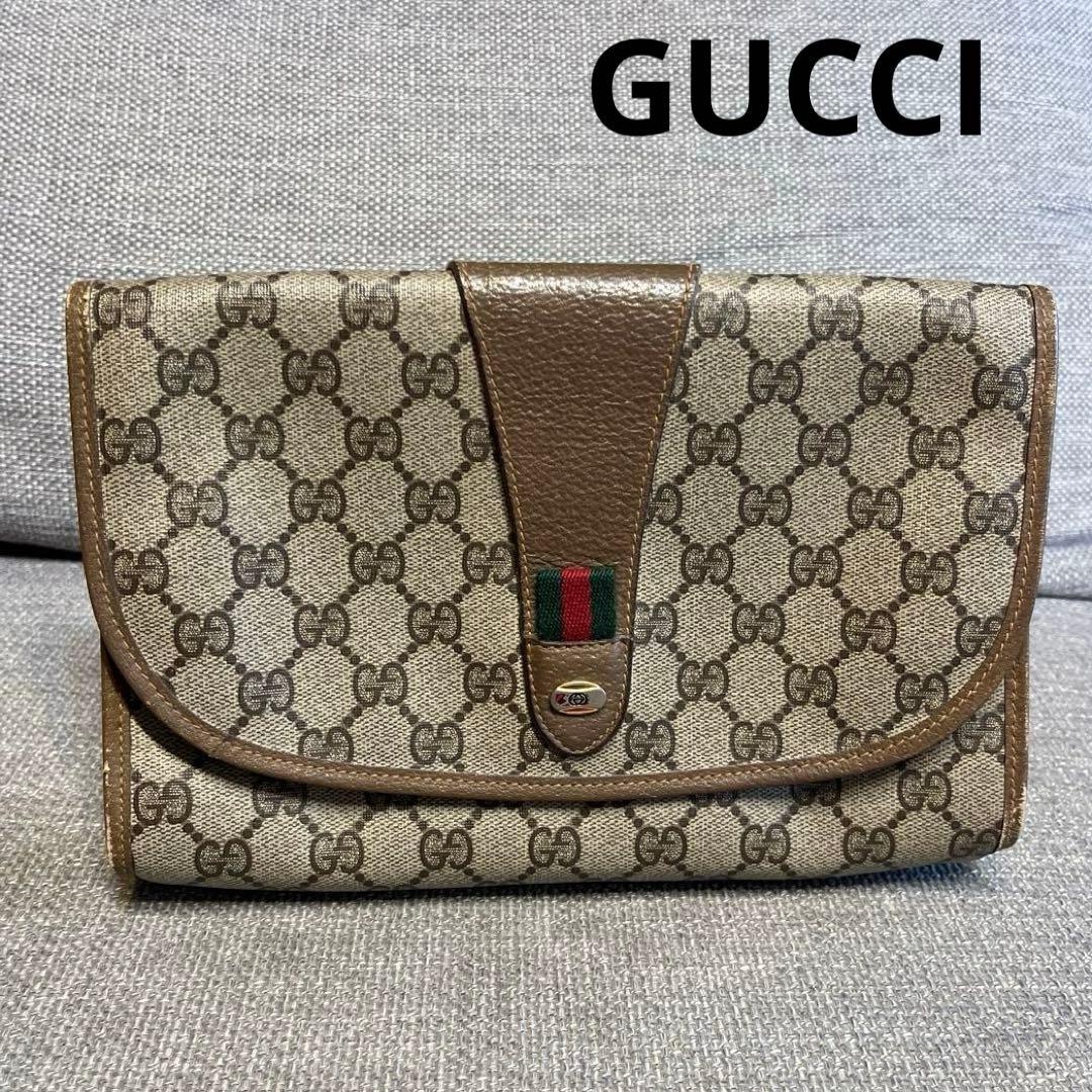 【GUCCI】オールドグッチ シェリーライン クラッチバッグ GG柄
