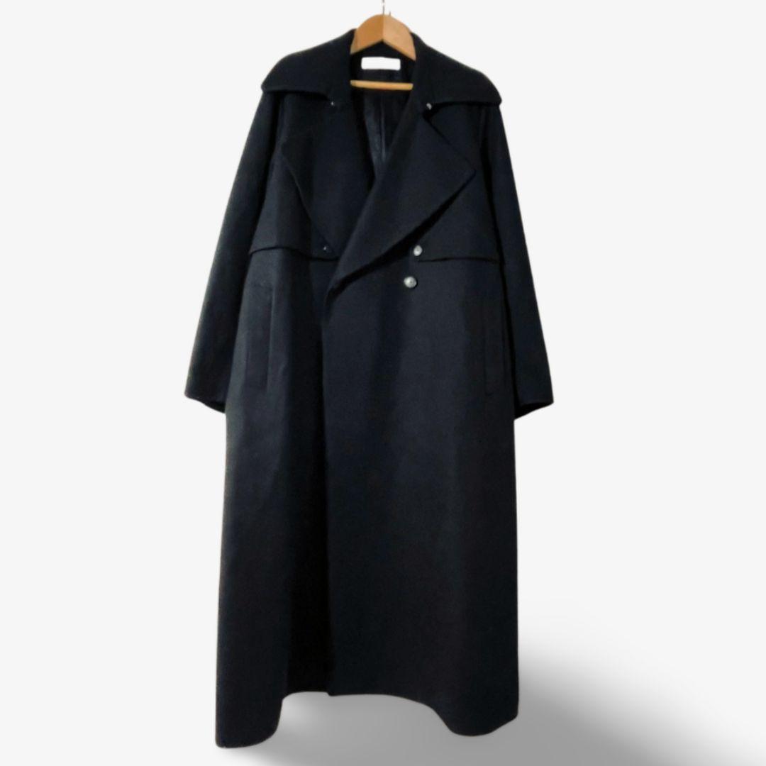 ETHOSENS エトセンス ウール トレンチ コート ダブル ブラック