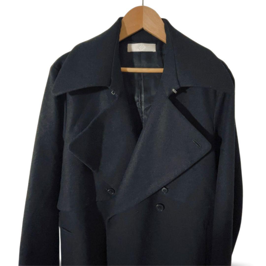 ETHOSENS エトセンス ウール トレンチ コート ダブル ブラック