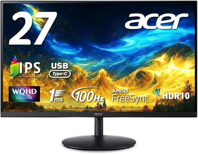 Acer 27インチ WQHDモニター SH272UEbmiphux IPS
