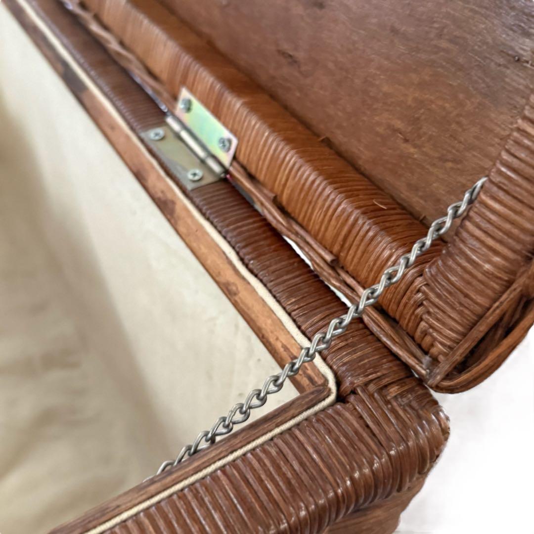 HR816 籐　ビンテージ　ラタン 大型収納 トランク蓋付き収納