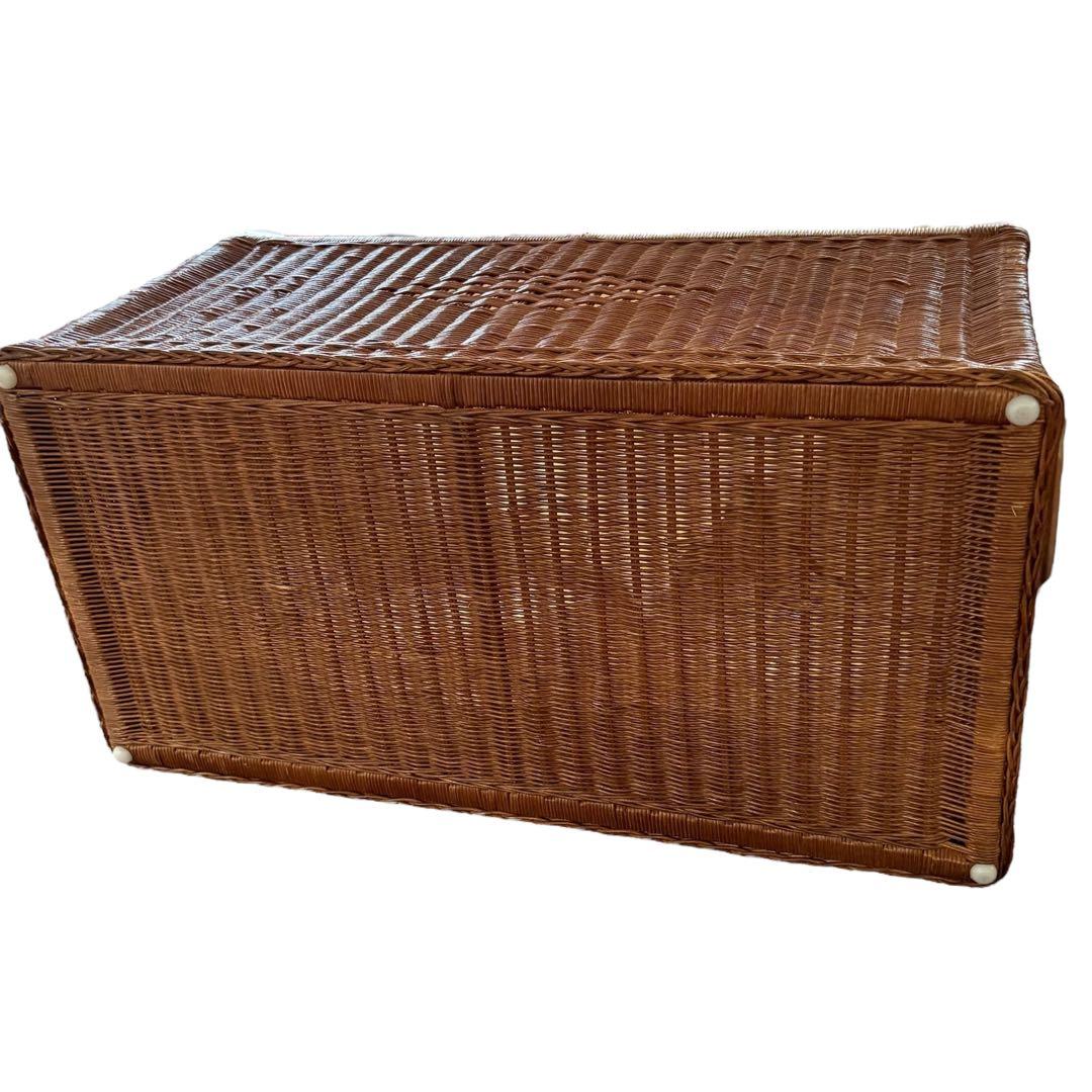 HR816 籐　ビンテージ　ラタン 大型収納 トランク蓋付き収納
