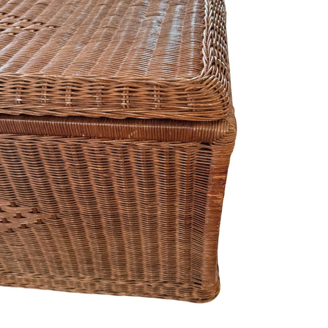 HR816 籐　ビンテージ　ラタン 大型収納 トランク蓋付き収納