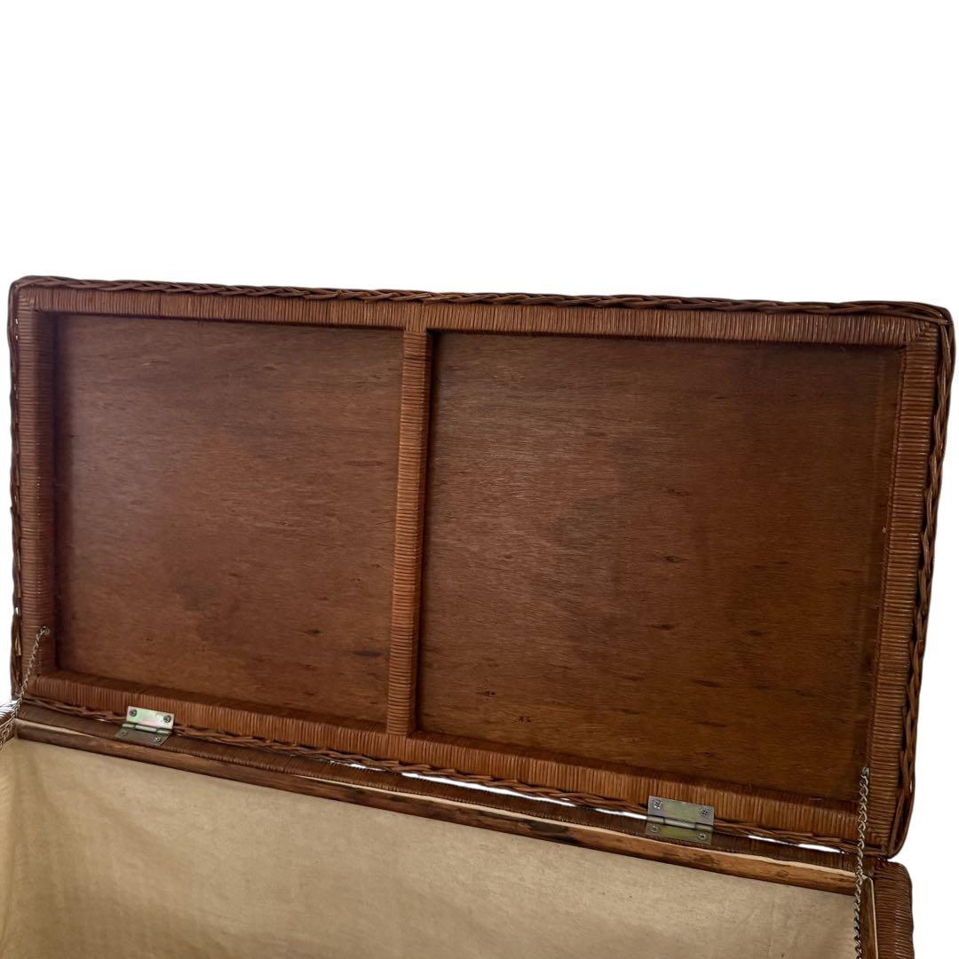 HR816 籐　ビンテージ　ラタン 大型収納 トランク蓋付き収納