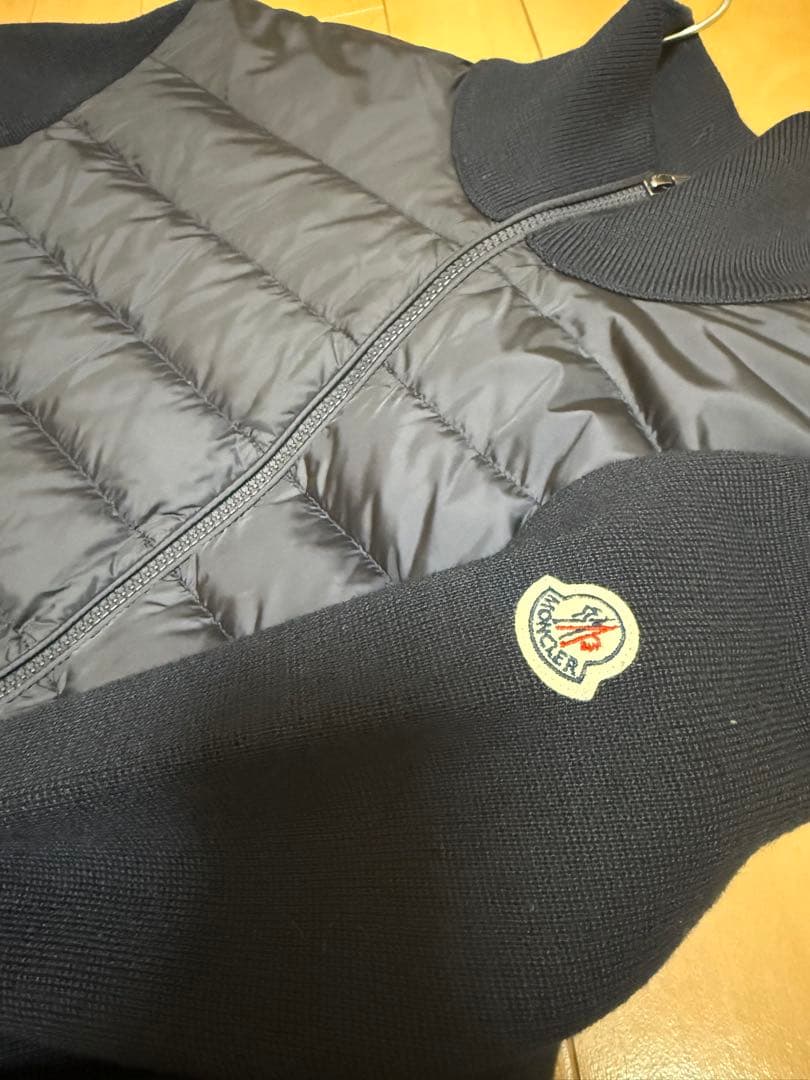 MONCLER ネイビー ニットダウン　L　ハイブリッド