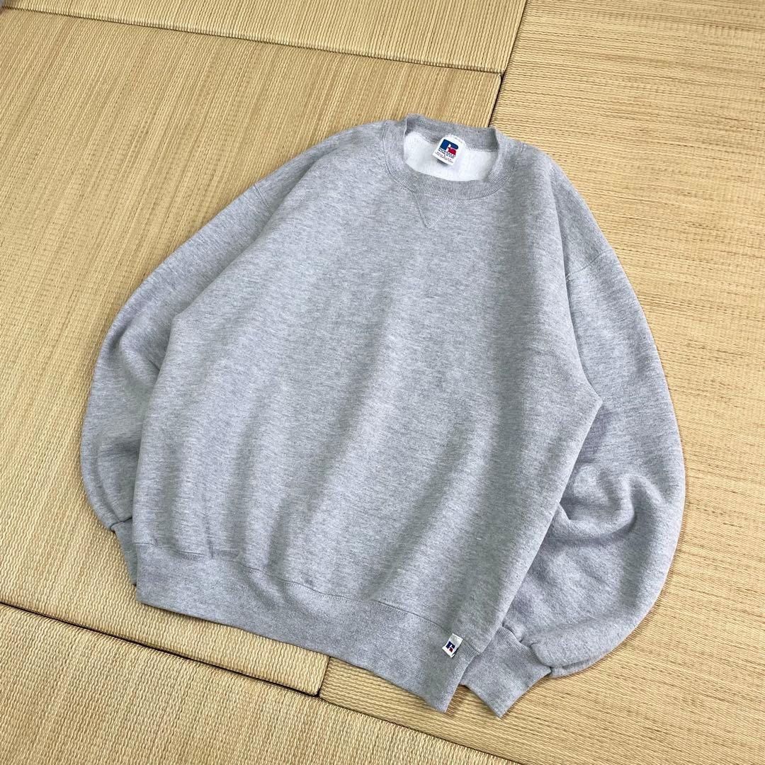 ら*様 90s USA製 ラッセルアスレチック 無地 ブランク スウェット グレ