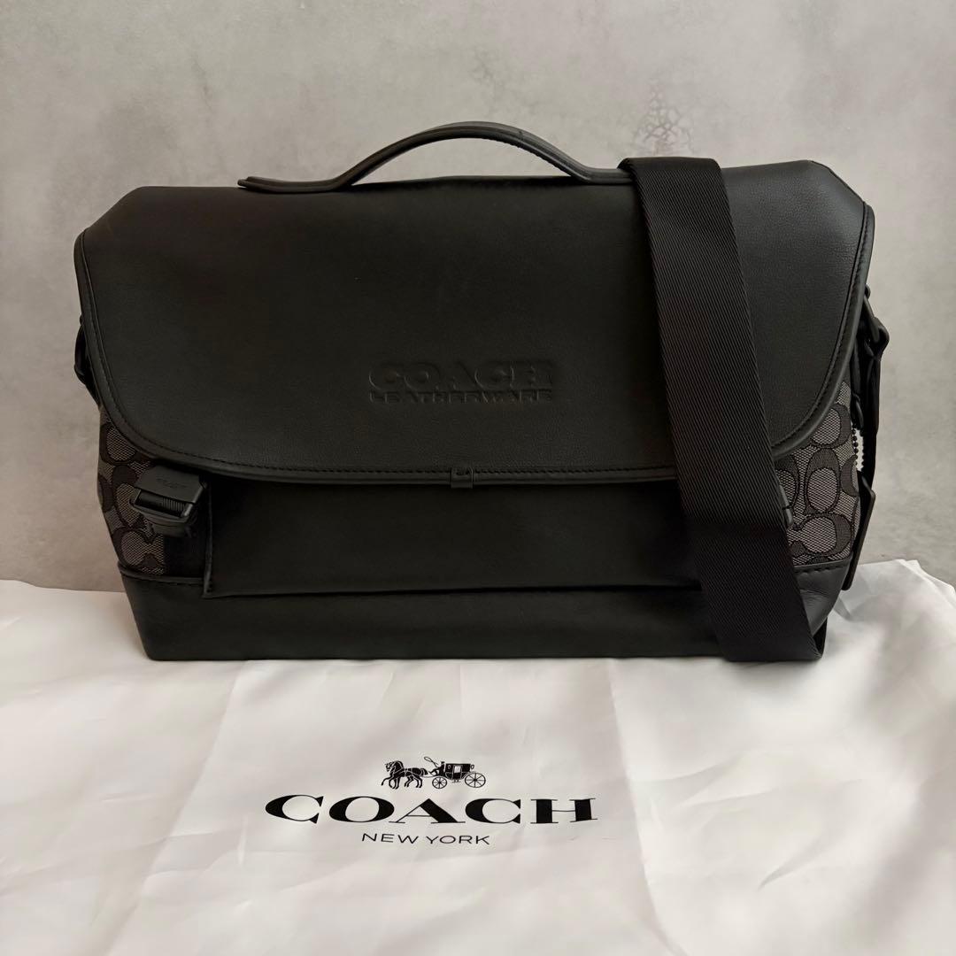 【極美品✨】COACH シグネチャー×レザー　ショルダーバッグ　メッセンジャー
