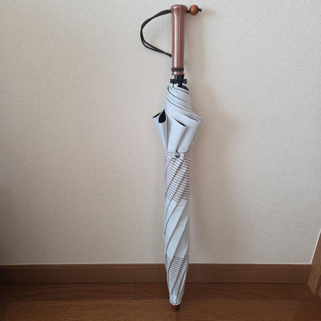 ストライプデザイン(モカ)　2段折り　日傘