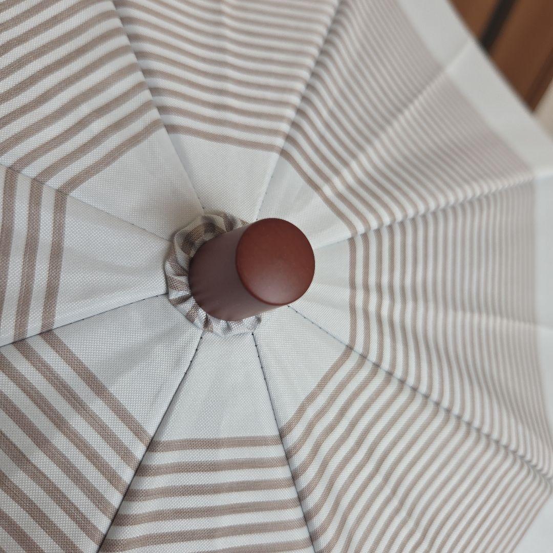 ストライプデザイン(モカ)　2段折り　日傘