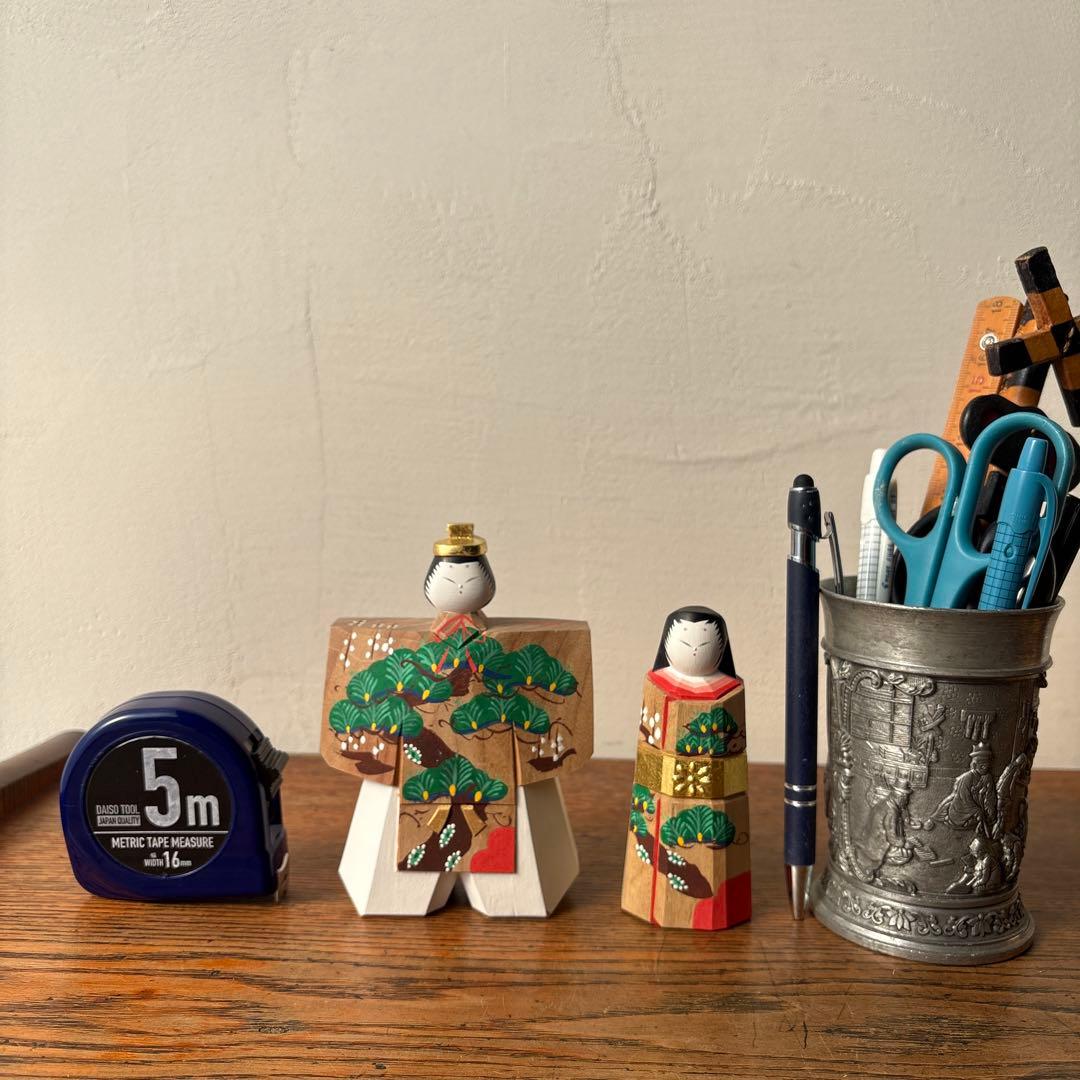 奈良一刀彫 木製 立ち雛 作家物 藤代光雄 創作雛 木彫り