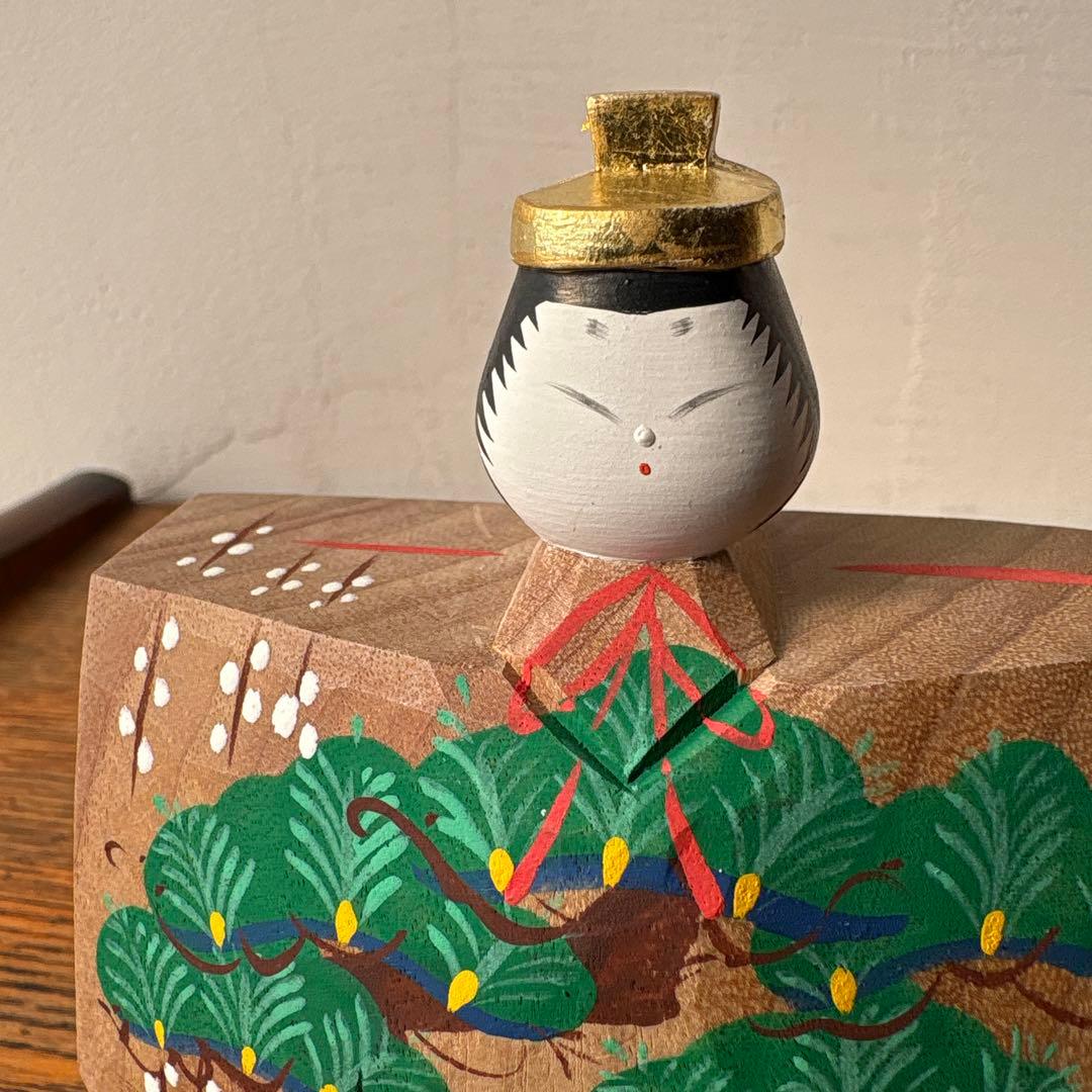 奈良一刀彫 木製 立ち雛 作家物 藤代光雄 創作雛 木彫り