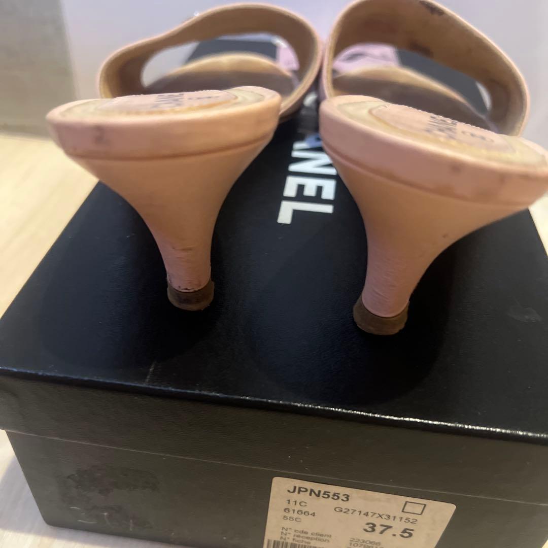 CHANEL シャネル　ピンク ミュール　サンダル 37.5 ココマーク