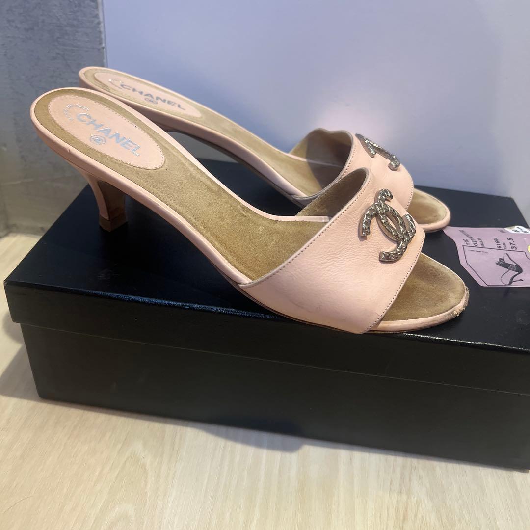 CHANEL シャネル　ピンク ミュール　サンダル 37.5 ココマーク