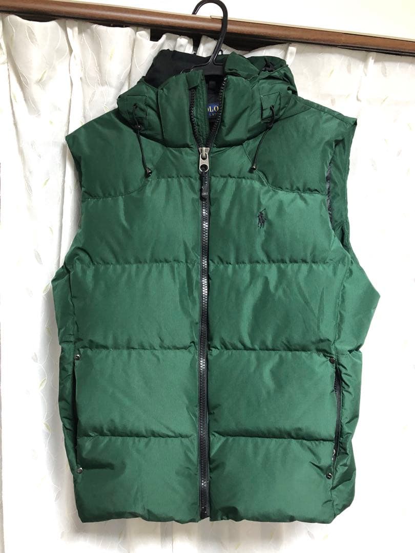 【美品】ポロラルフローレン ダウンベスト ポニー刺繍 緑グリーン メンズM