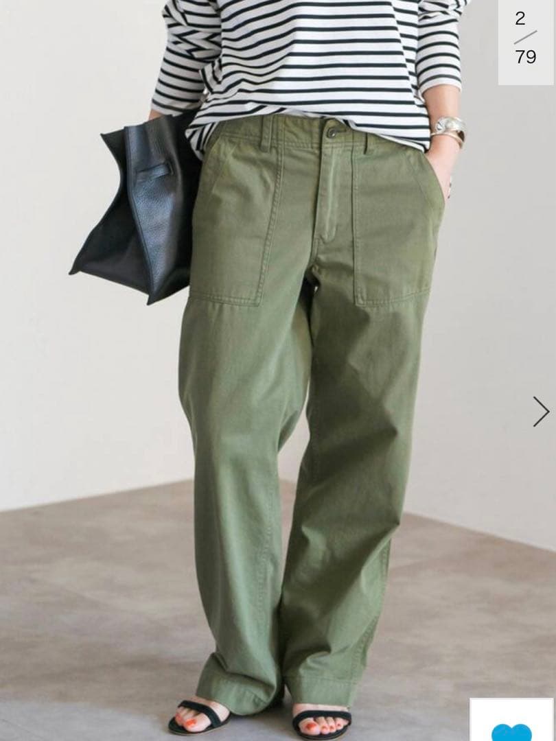 Spick and Span ルーズベイカーパンツ　カーキ 38