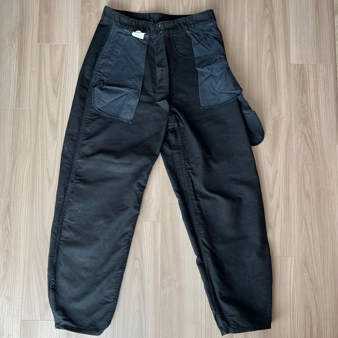 パンツ 80s French vintage black moleskin pants