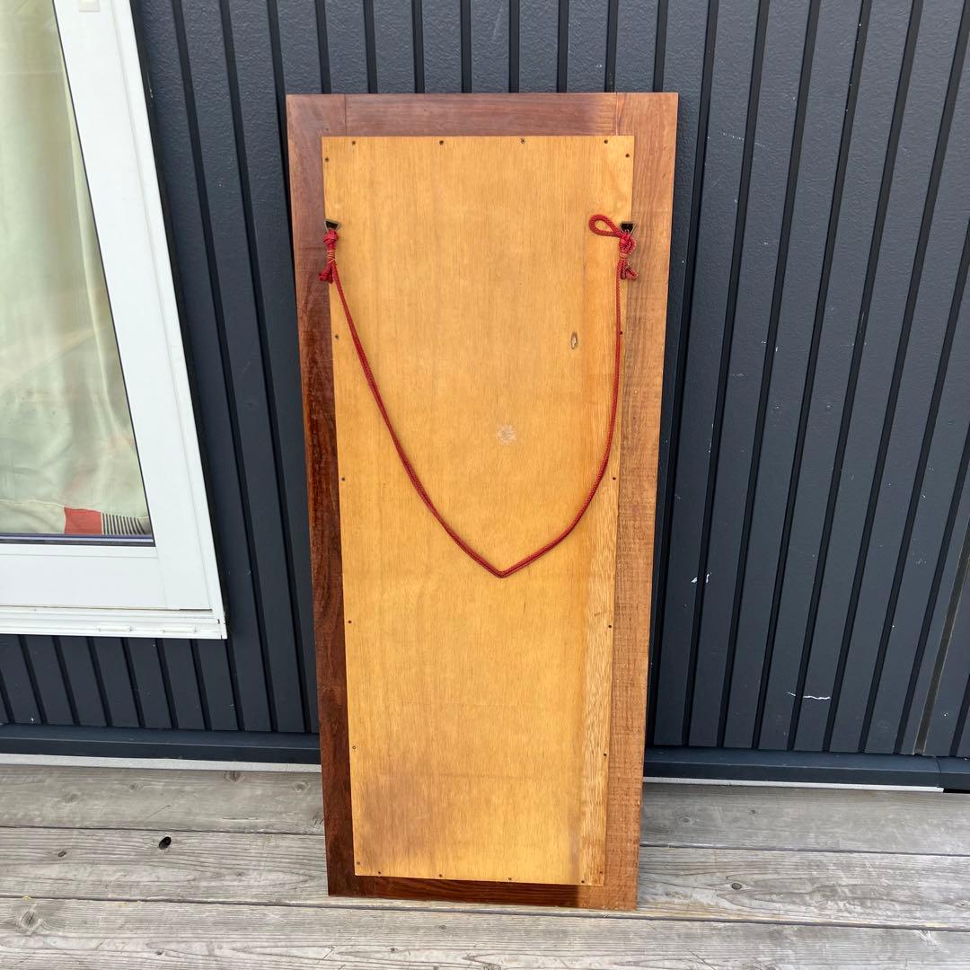 北欧レトロ ビンテージ 象嵌細工 花柄木製フレームミラー 等身鏡 姿見 壁掛け鏡