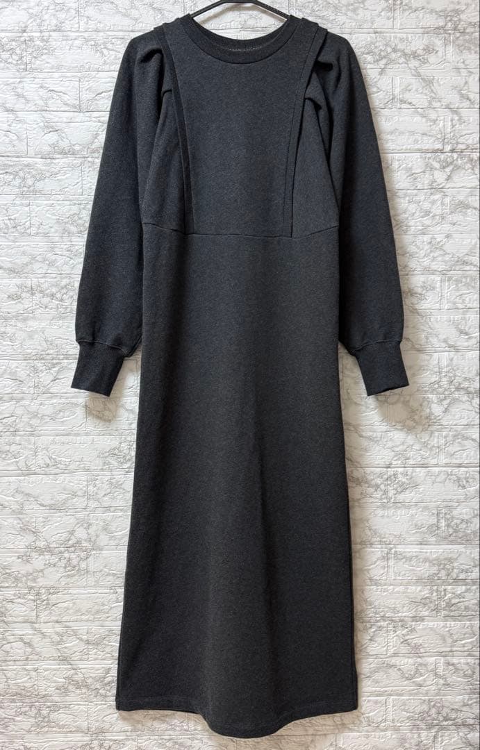 ADAM ET ROPÉ バルーンスリーブスウェットワンピース　チャコール F
