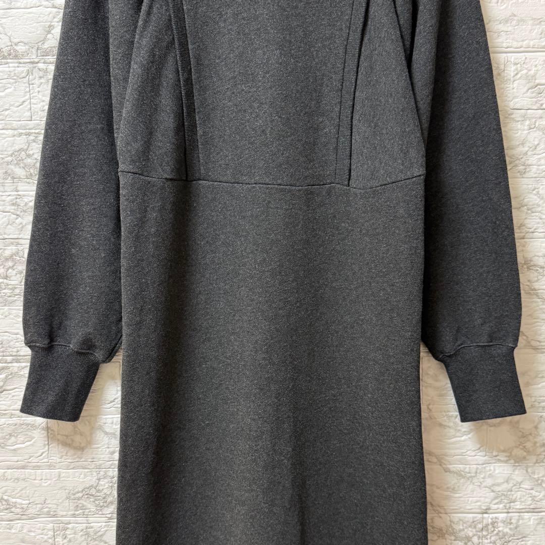ADAM ET ROPÉ バルーンスリーブスウェットワンピース　チャコール F