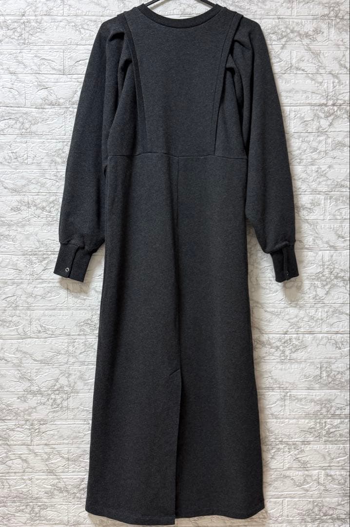 ADAM ET ROPÉ バルーンスリーブスウェットワンピース　チャコール F