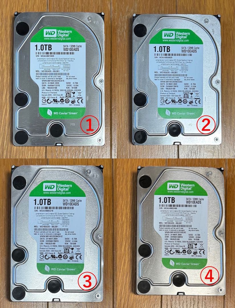 Western Digital 3.5” HDD 1TB SATA [4個]